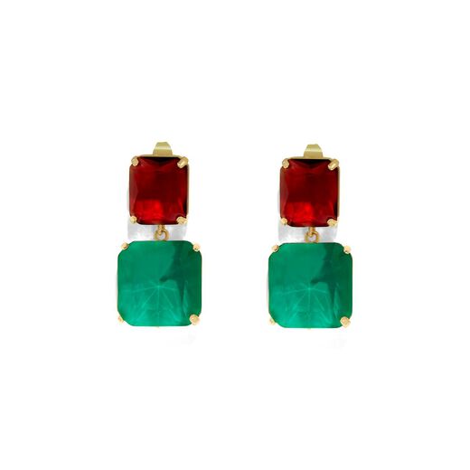 Red and green gem drop earrings